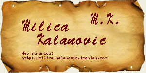Milica Kalanović vizit kartica